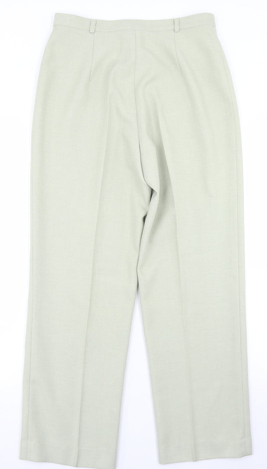Classics Womens Green  Polyester Dress Pants Trousers Size 12 L26 in Regular Button