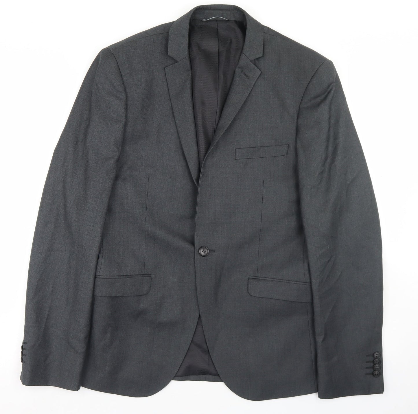 Burton Mens Grey  Polyester Jacket Blazer Size 38   - Skinny Fit