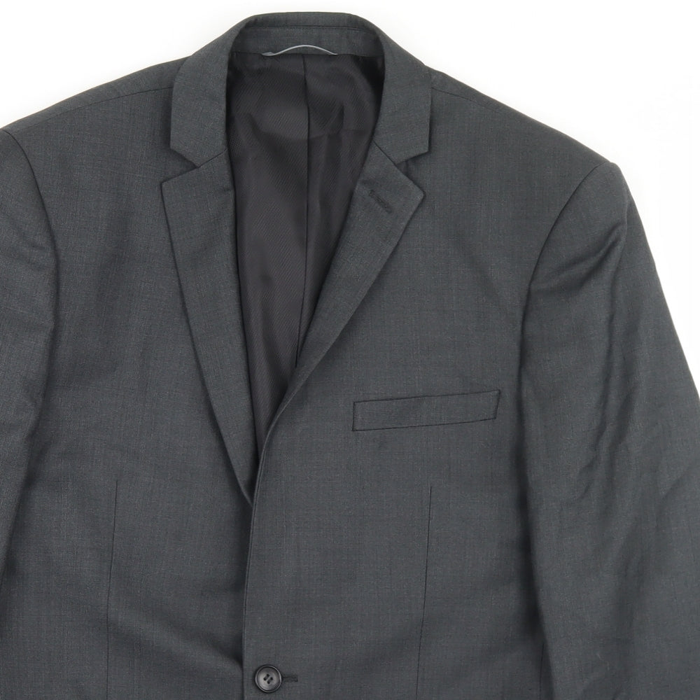 Burton Mens Grey  Polyester Jacket Blazer Size 38   - Skinny Fit