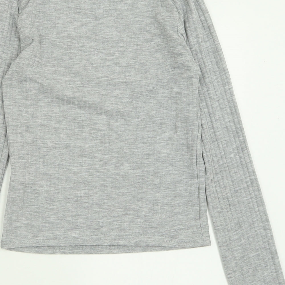 New Look Girls Grey  Polyester Basic Casual Size 12-13 Years Crew Neck Pullover