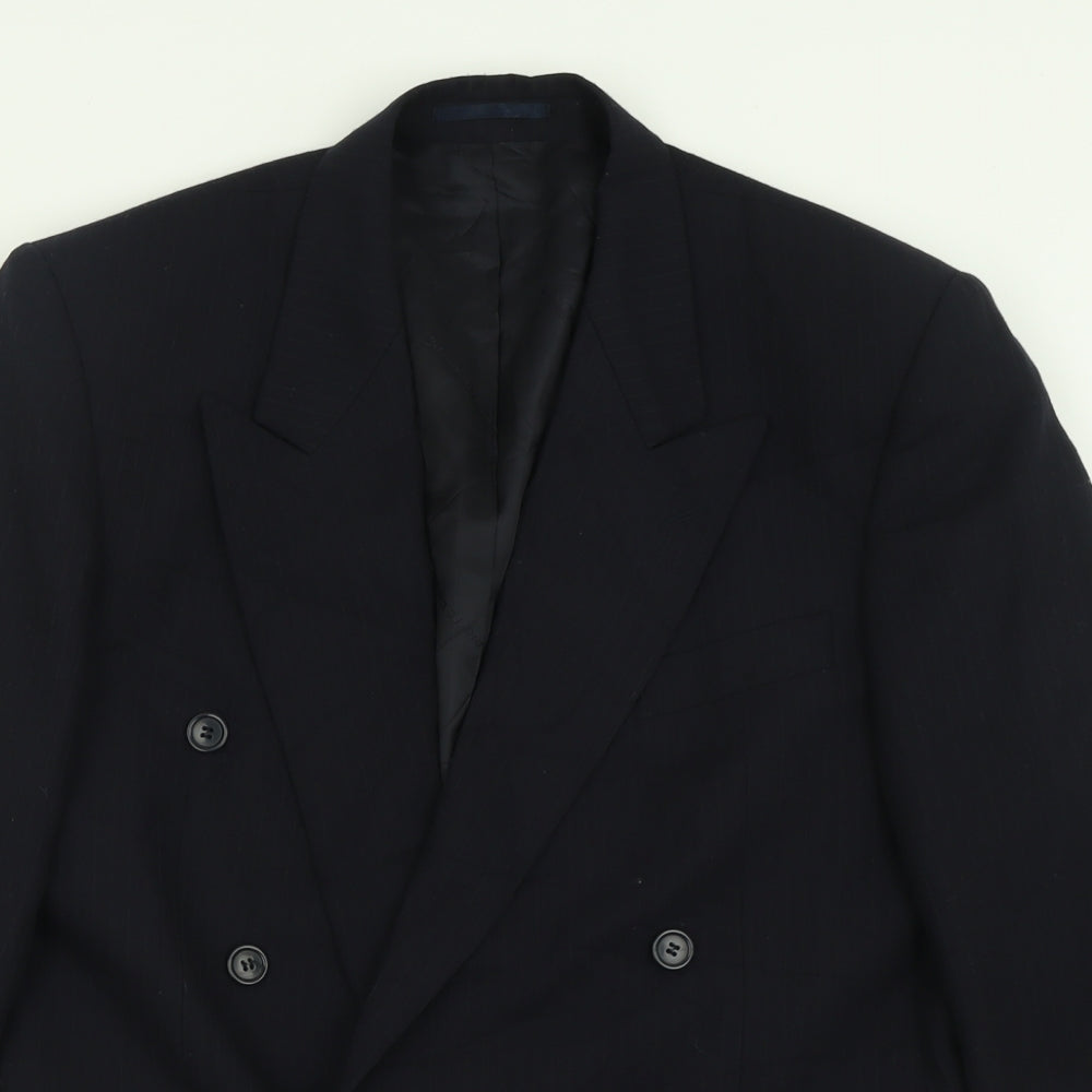 Piere Cardin Mens Blue Striped Wool Jacket Suit Jacket Size 38