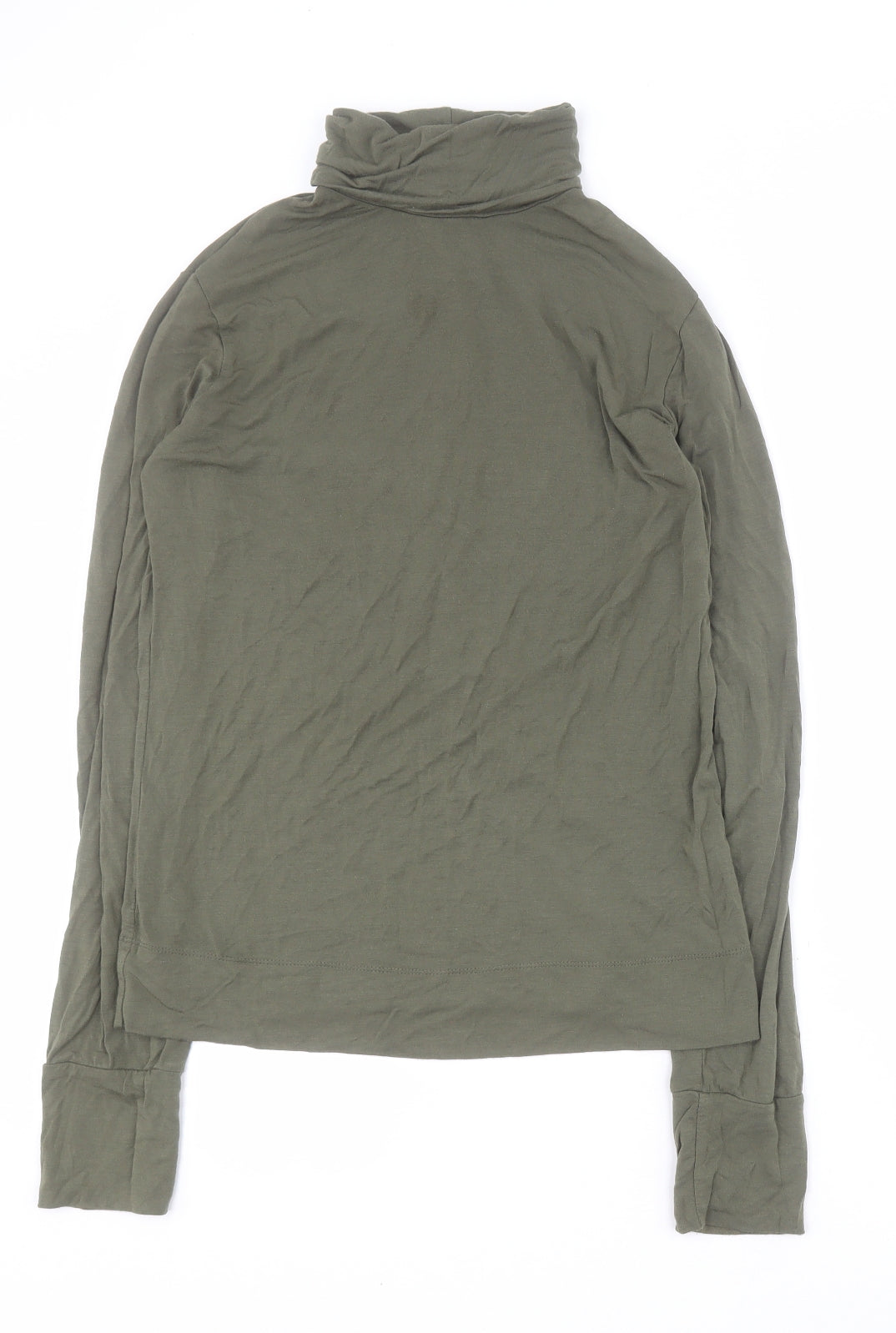 Mexx Womens Green  Viscose Basic T-Shirt Size L Roll Neck