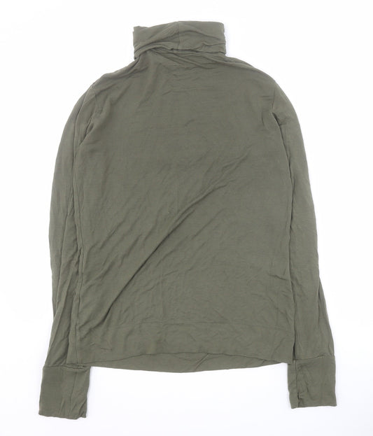 Mexx Womens Green  Viscose Basic T-Shirt Size L Roll Neck