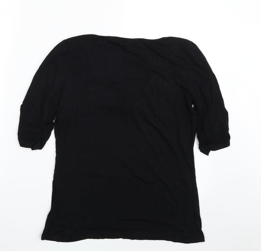 Cable & Gauge Womens Black  Viscose Basic T-Shirt Size M Scoop Neck