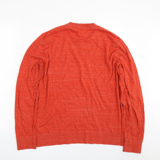 Gap Mens Orange Crew Neck  Cotton Pullover Jumper Size M