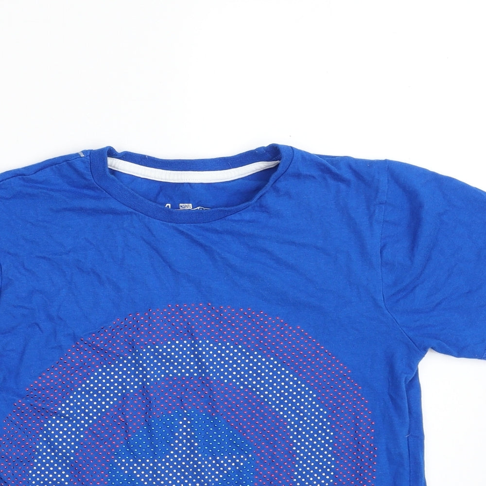 Character Boys Blue  100% Cotton Pullover T-Shirt Size 10-11 Years Crew Neck Pullover - Avengers