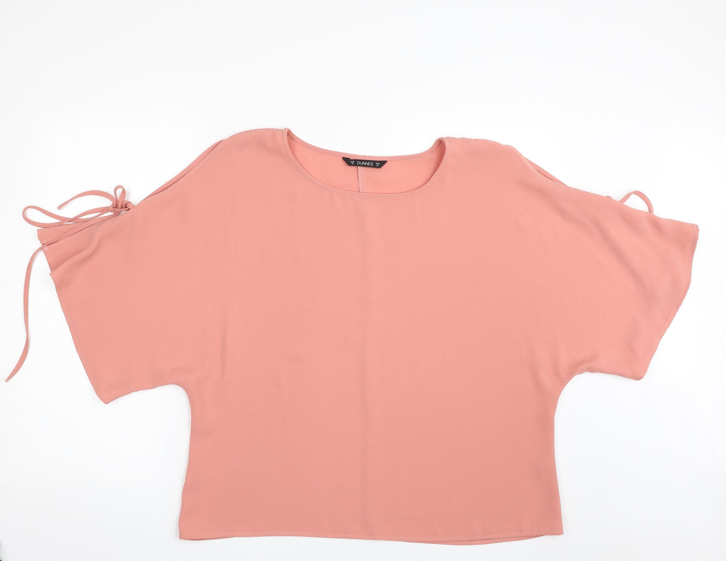 Dunnes Stores Womens Pink  Polyester Basic Blouse Size 16 Boat Neck - Tie