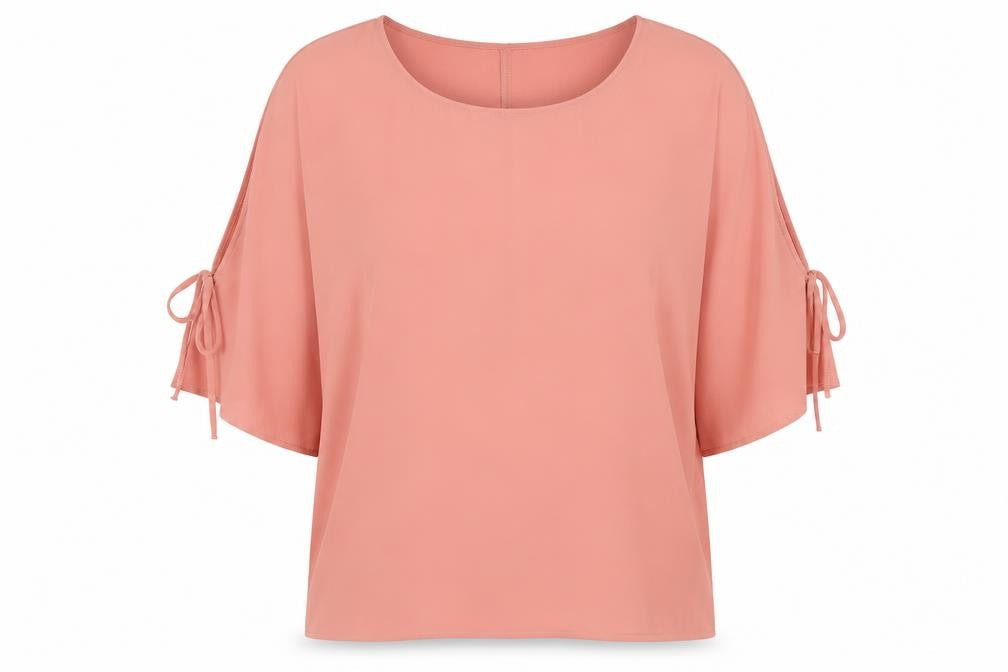 Dunnes Womens Pink  Polyester Basic Blouse Size 16 Boat Neck - Tie
