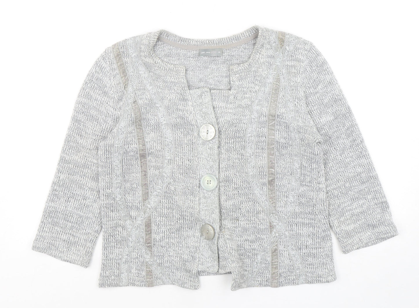 Per Una  Womens Grey Square Neck  Polyester Cardigan Jumper Size M