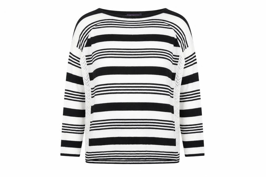 Marks and Spencer Womens Multicoloured Round Neck Striped Acrylic Pullover Jumper Size 14