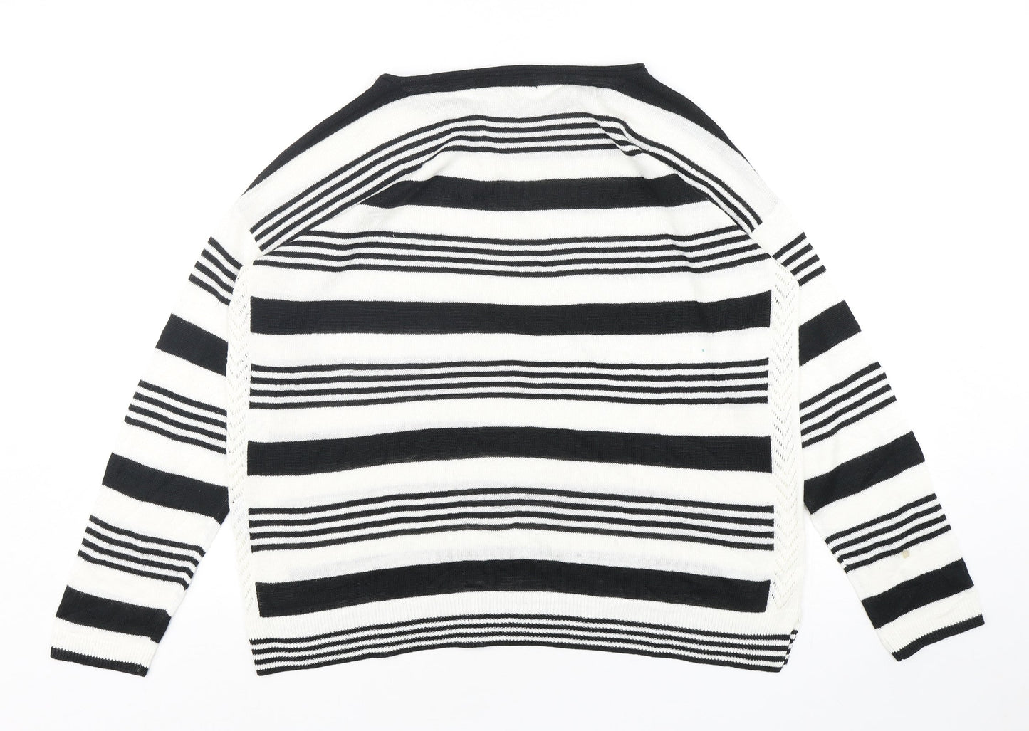 Marks and Spencer Womens Multicoloured Round Neck Striped Acrylic Pullover Jumper Size 14