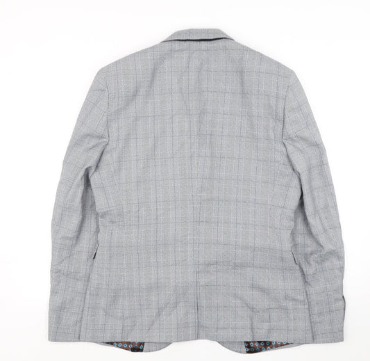NEXT Mens Grey Houndstooth Polyester Jacket Suit Jacket