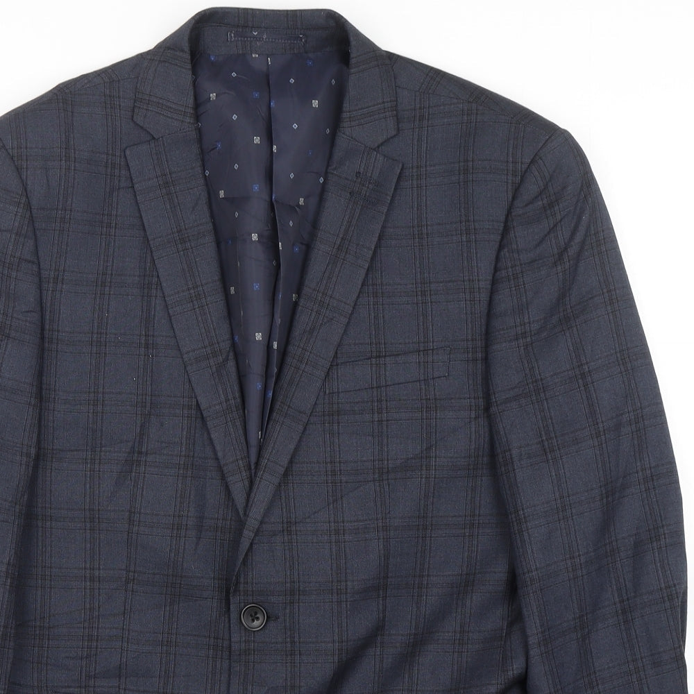 NEXT Mens Blue Check Polyester Jacket Suit Jacket