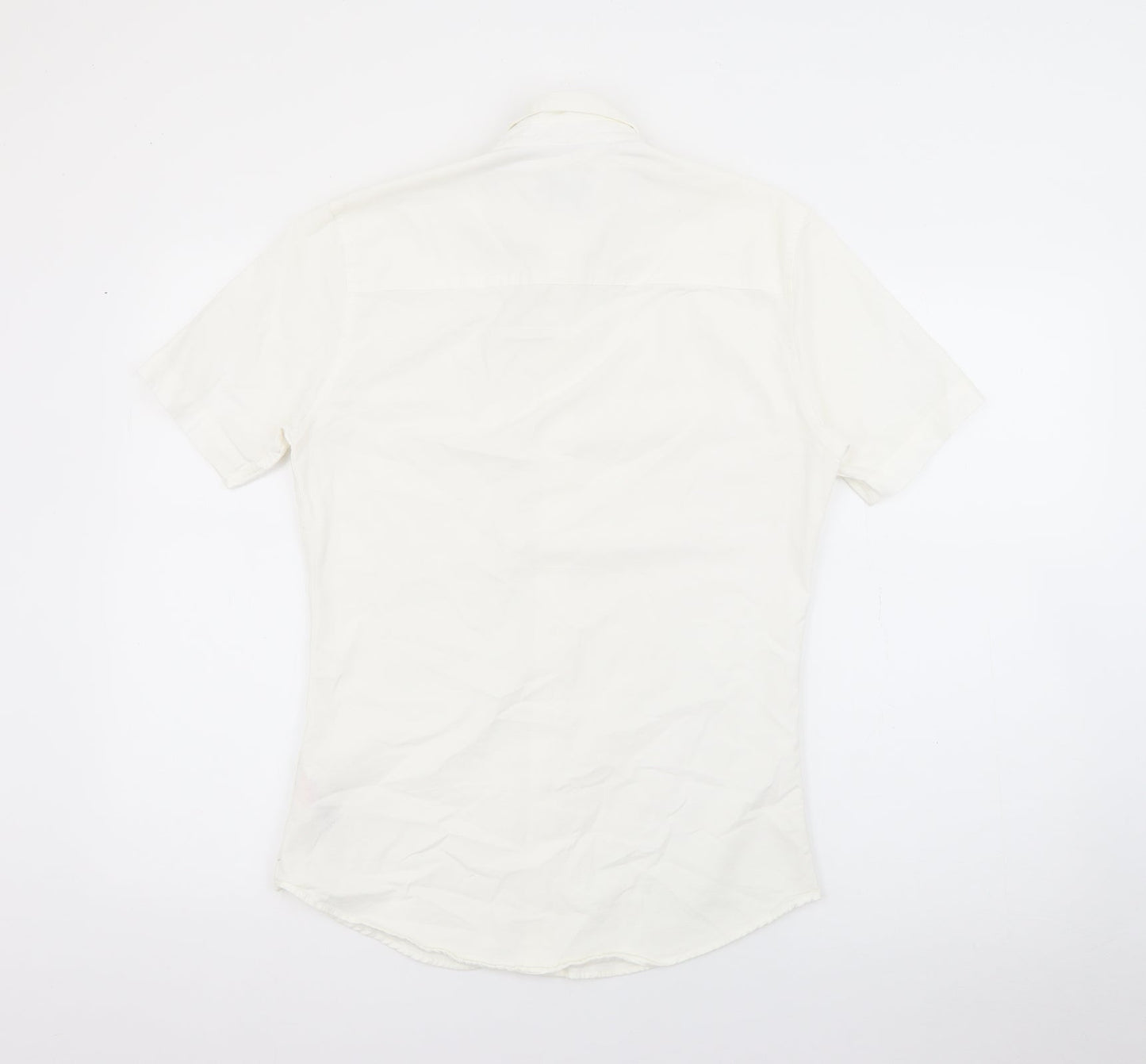 Topman Mens Ivory  Cotton  Button-Up Size S Collared Button