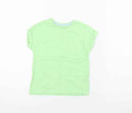 Dunnes Stores Girls Green  Cotton Pullover T-Shirt Size 2-3 Years Crew Neck
