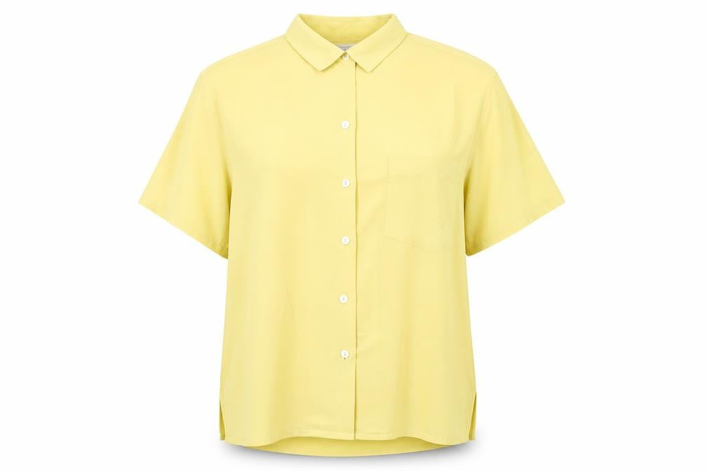 Complete Essentials Womens Yellow  Polyester Basic Button-Up Size L Collared