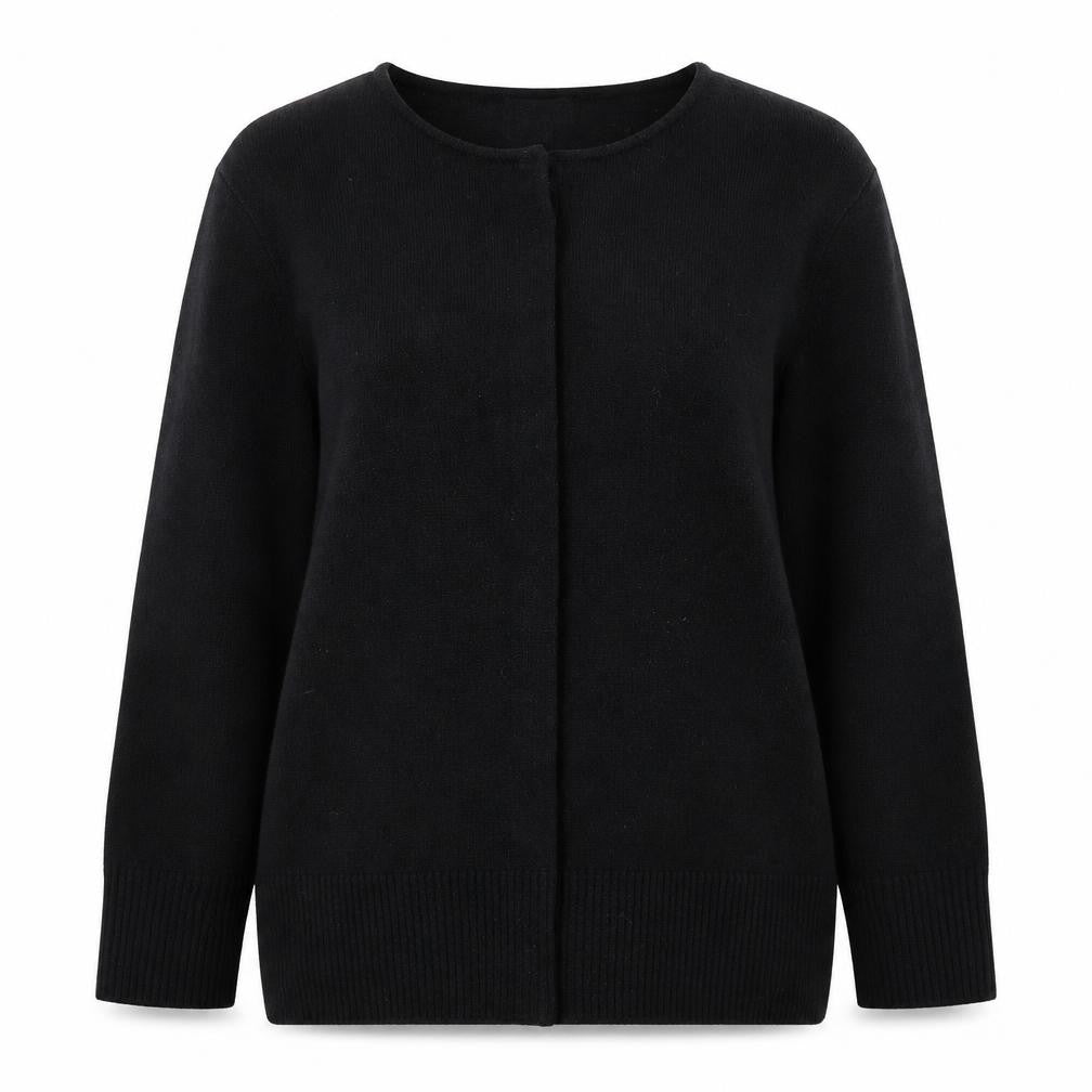 Mackays Womens Black Round Neck  Acrylic Cardigan Jumper Size S   - Snap closure