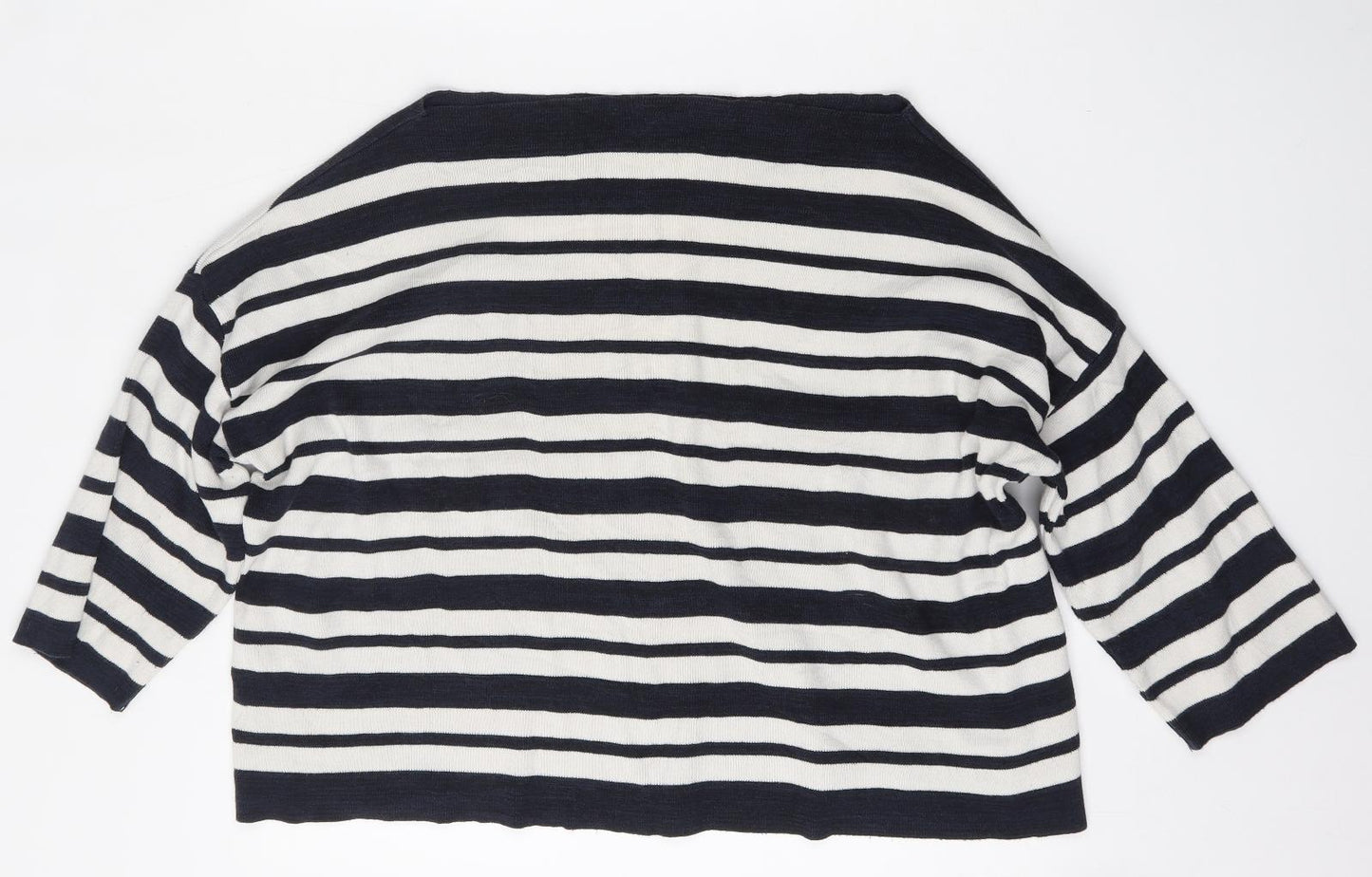 Atmosphere Womens Multicoloured Square Neck Striped Cotton Pullover Jumper Size 14