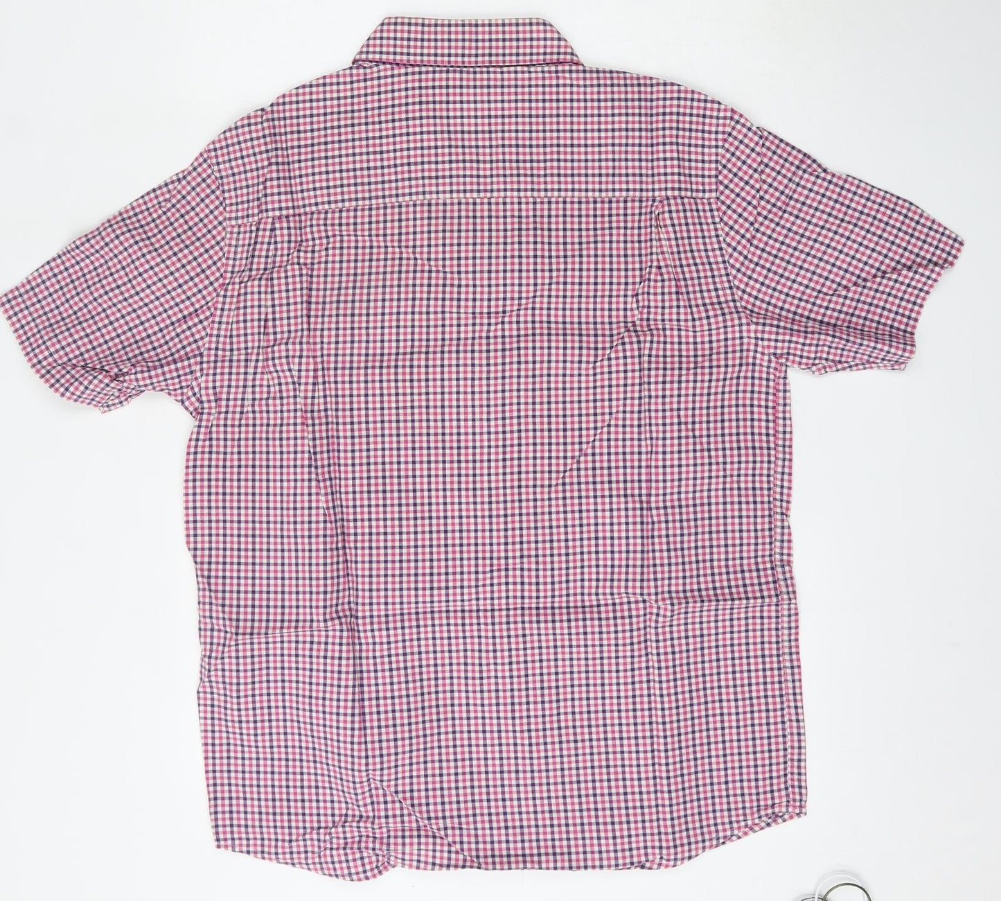 Morley Mens Red Check Cotton  Button-Up Size L Collared