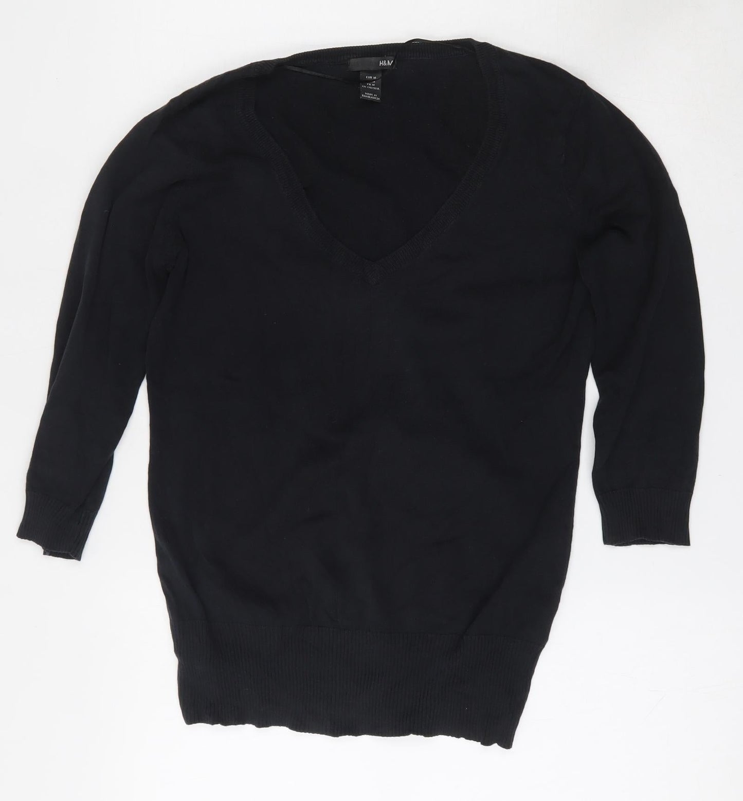 H&M Womens Black V-Neck  Cotton Cardigan Jumper Size M