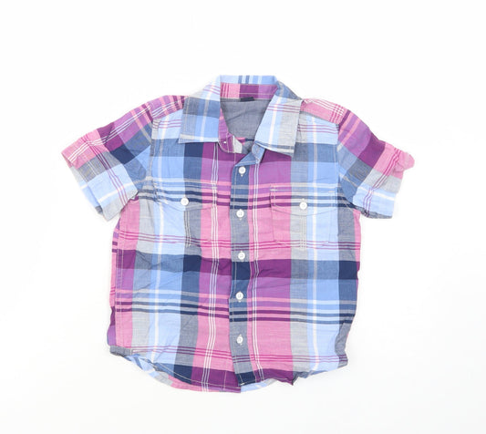 Gap Boys Multicoloured Plaid Cotton Basic Button-Up Size 4 Years Collared Button