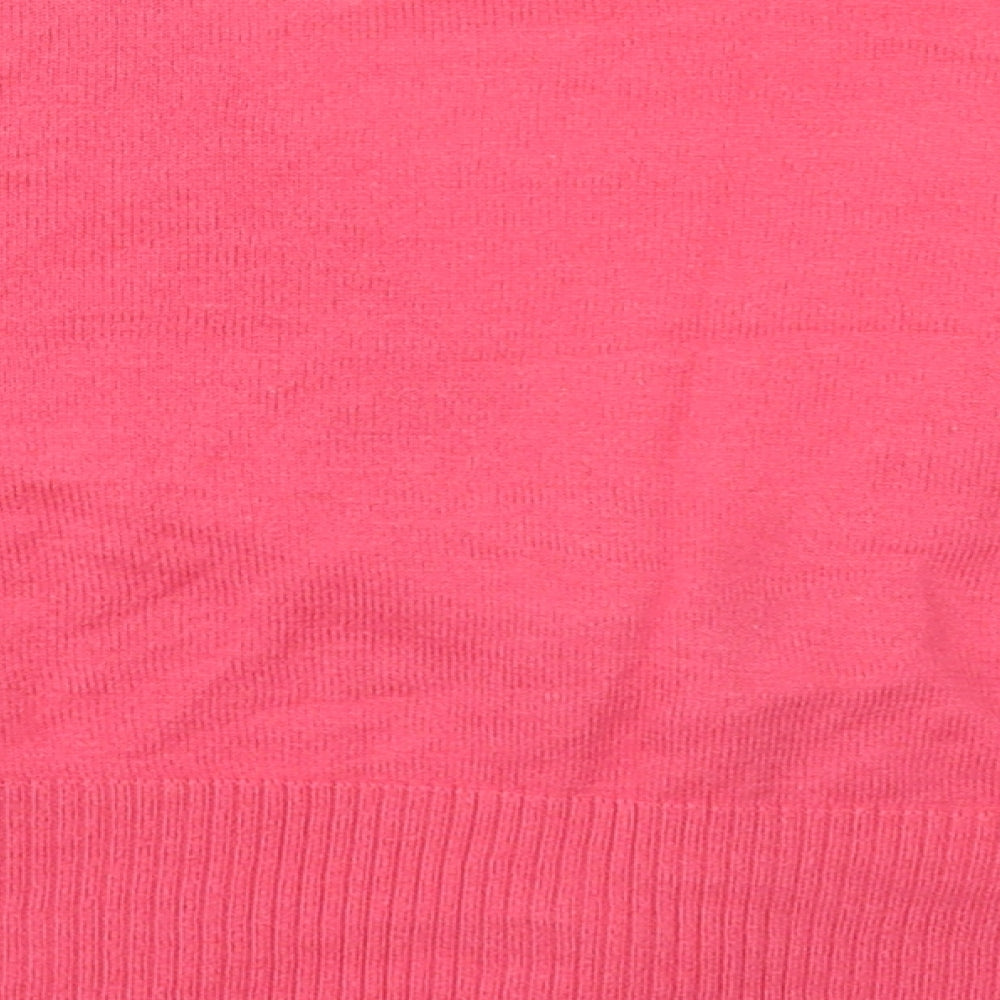 Marks and Spencer Womens Pink V-Neck  Cotton Cardigan Jumper Size 14