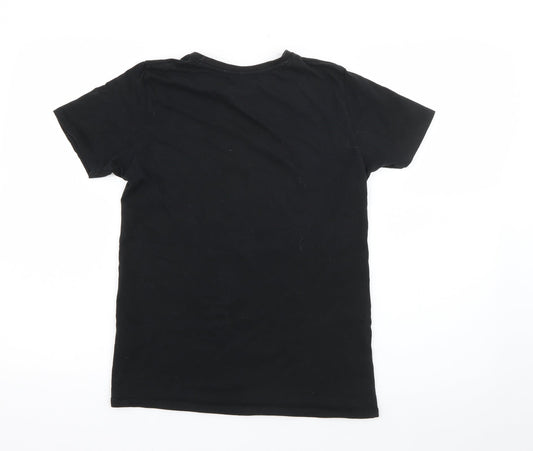 Pep & Co Girls Black  Cotton Pullover T-Shirt Size 12-13 Years Crew Neck