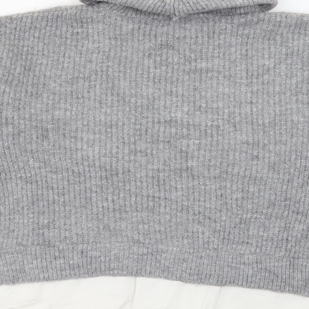 New Look Womens Grey Roll Neck  Acrylic Pullover Jumper Size S