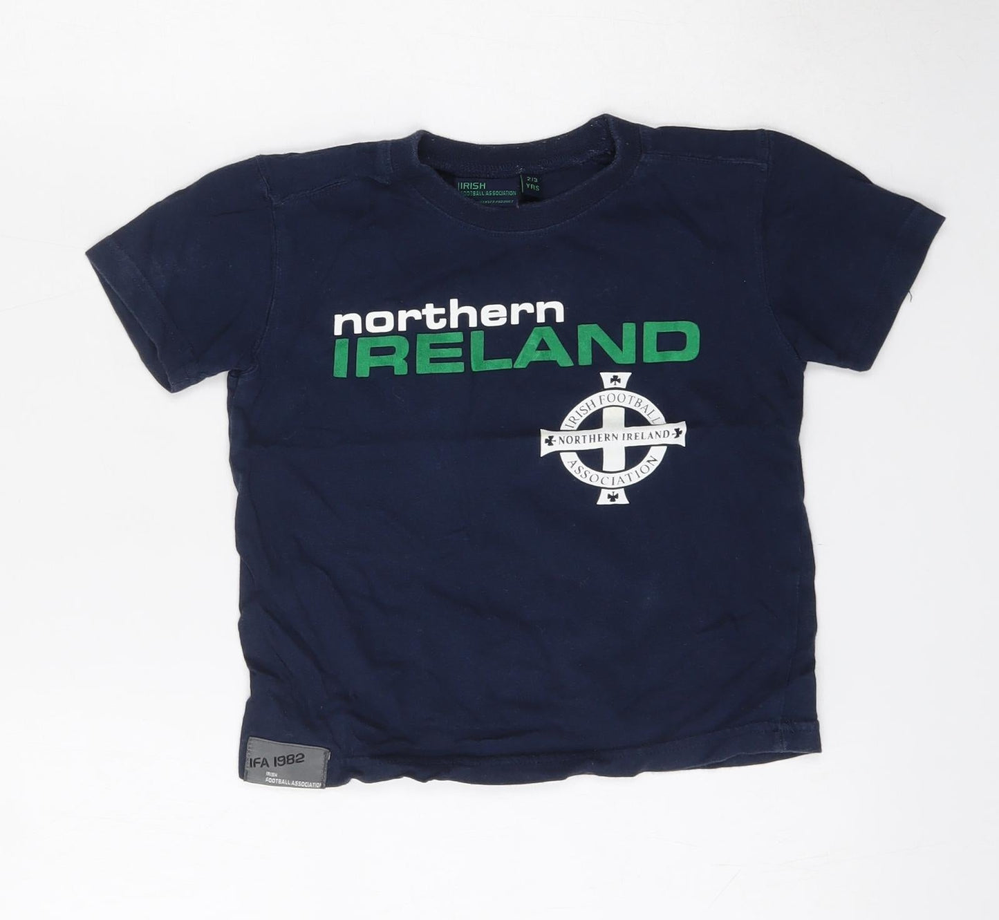 Irish Football Association Boys Blue  Cotton Basic T-Shirt Size 2-3 Years Round Neck