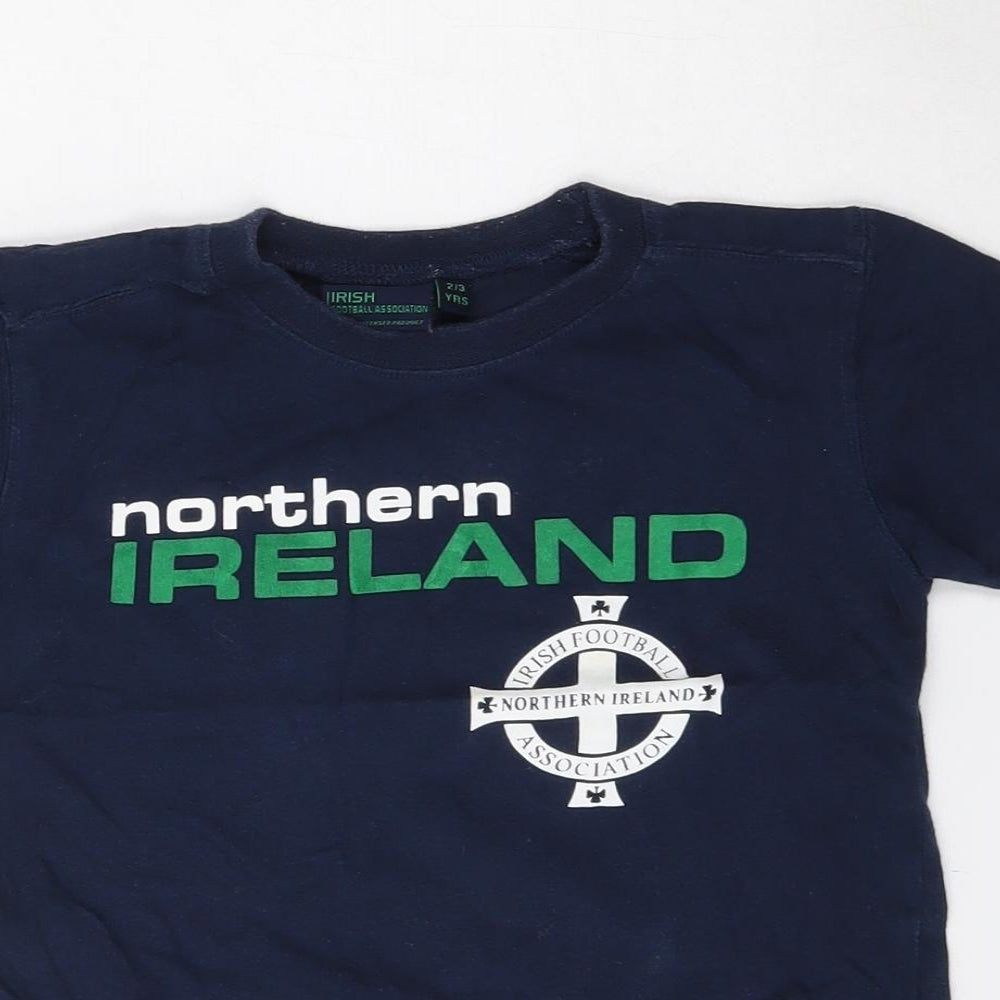Irish Football Association Boys Blue  Cotton Basic T-Shirt Size 2-3 Years Round Neck