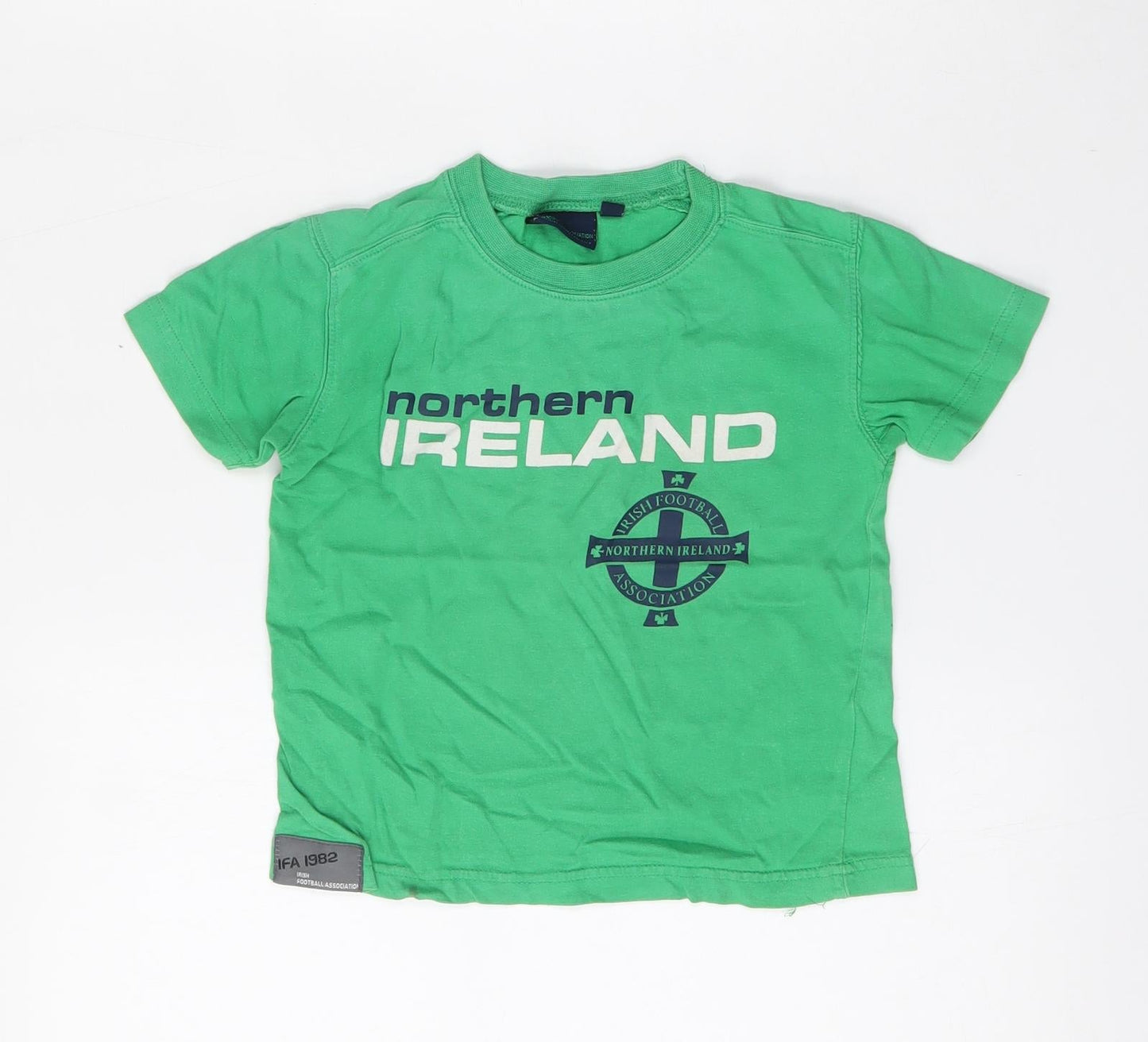 Northern Ireland Football Boys Green  Cotton Basic T-Shirt Size 2-3 Years Round Neck