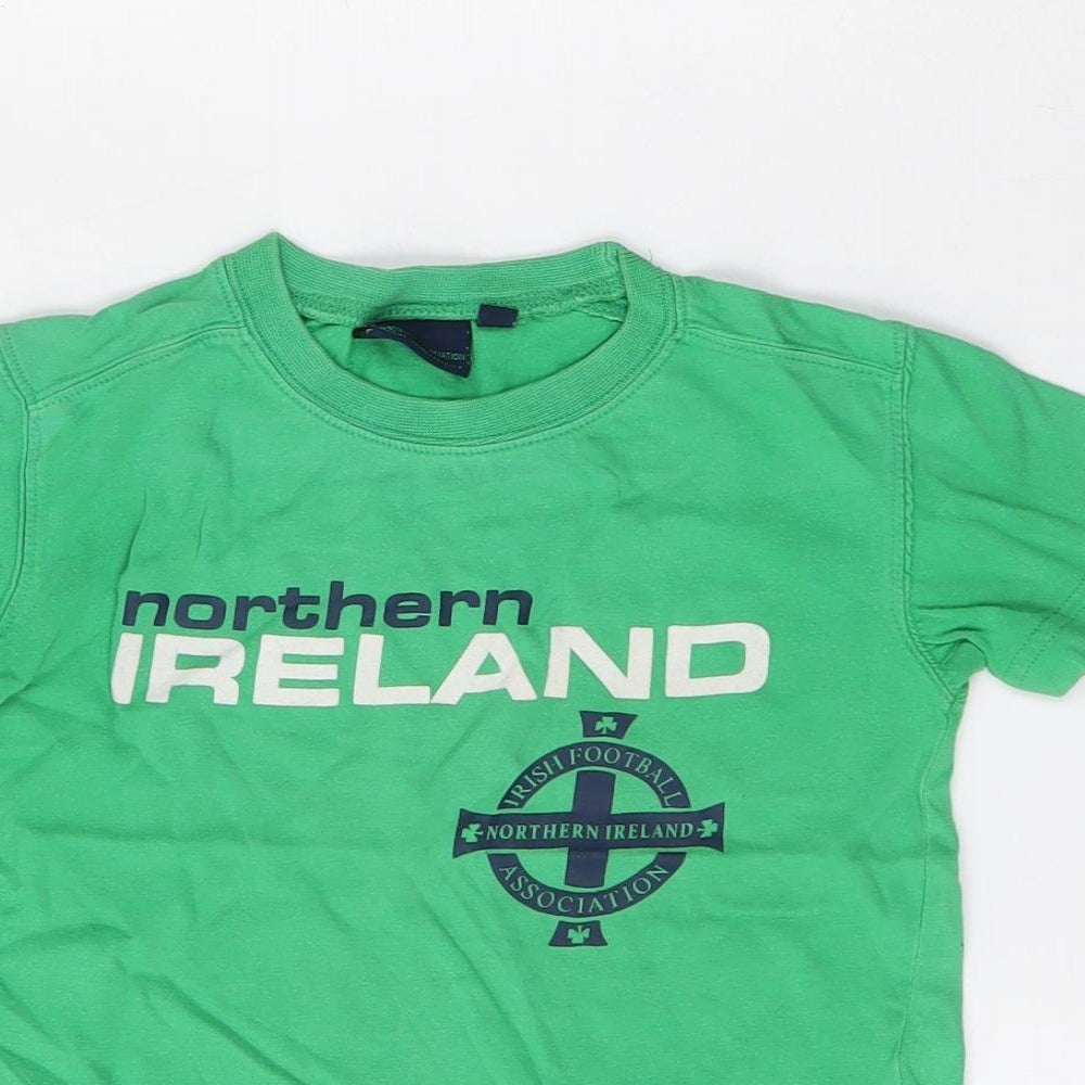 Northern Ireland Football Boys Green  Cotton Basic T-Shirt Size 2-3 Years Round Neck