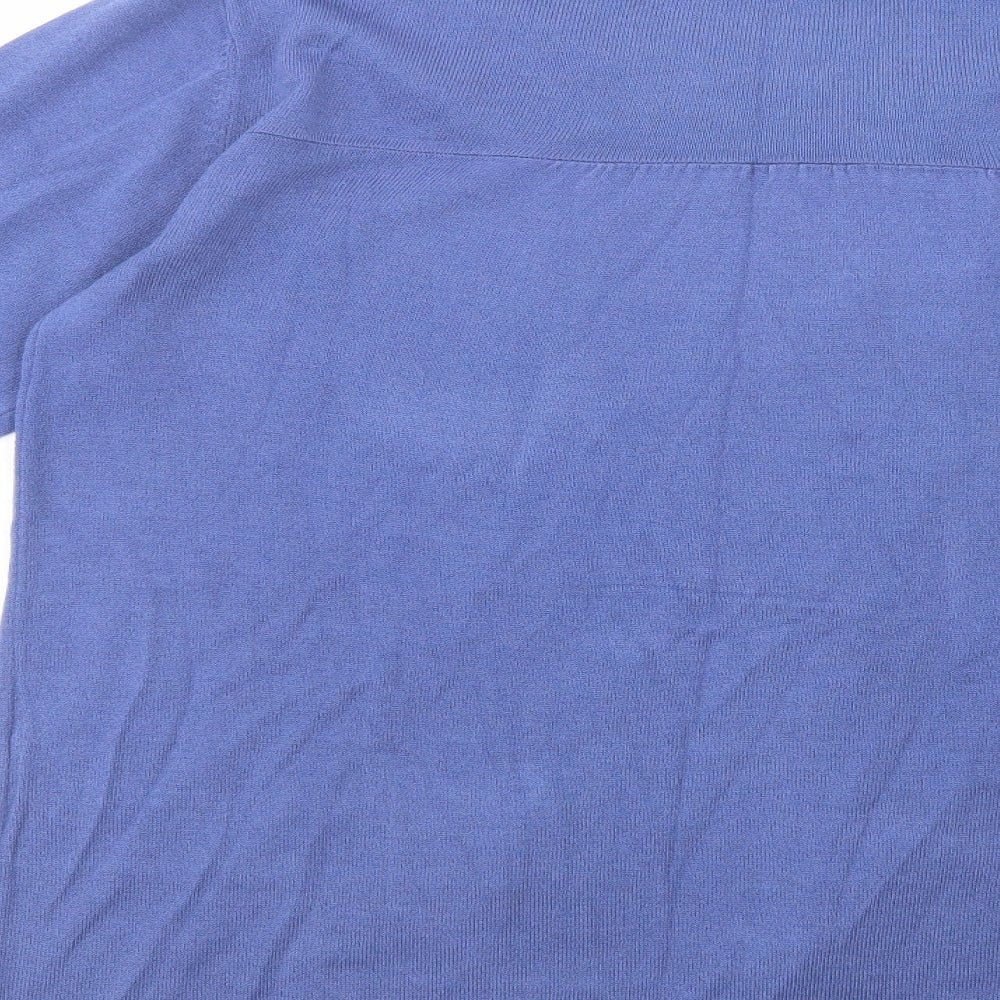 Cashmasoft Womens Blue Collared  Acrylic Cardigan Jumper Size XL