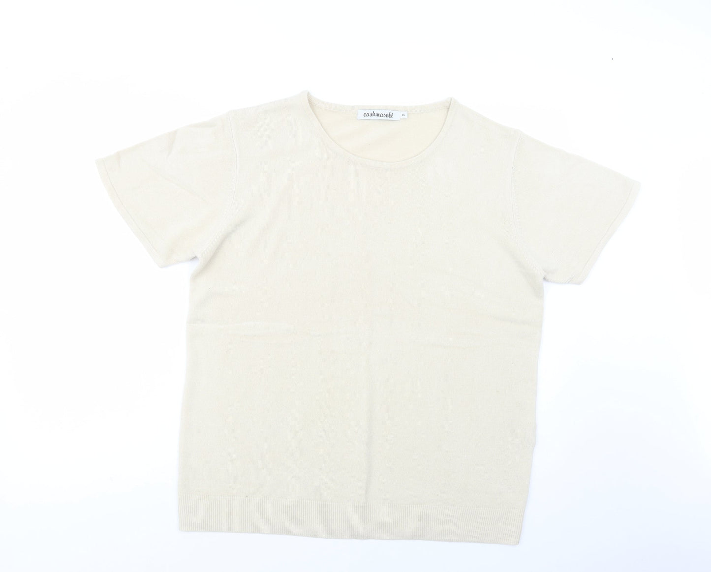 Cashmasoft Womens Beige Crew Neck  Acrylic Pullover Jumper Size XL