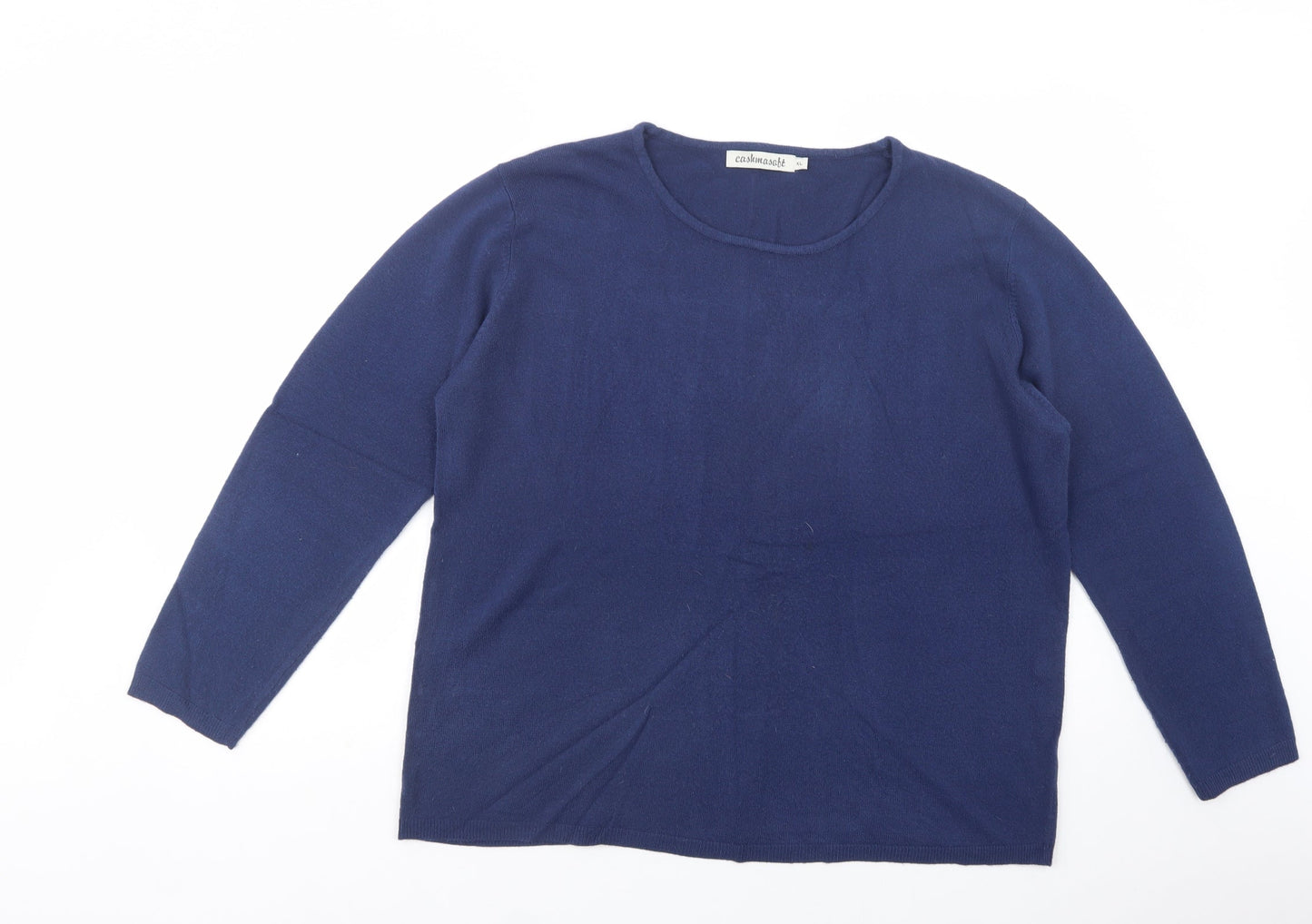 Cashmasoft Womens Blue Crew Neck  Acrylic Pullover Jumper Size XL