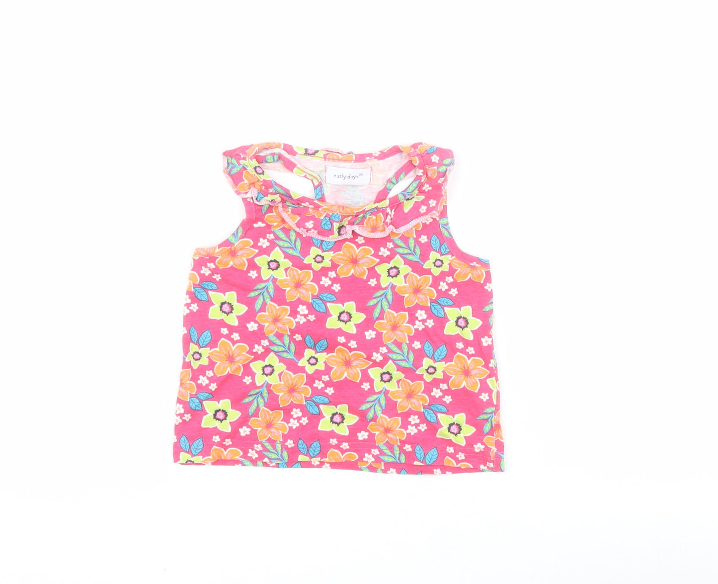 Early Days Baby Pink Floral 100% Cotton Basic Tank Size 18-24 Months Round Neck Pullover