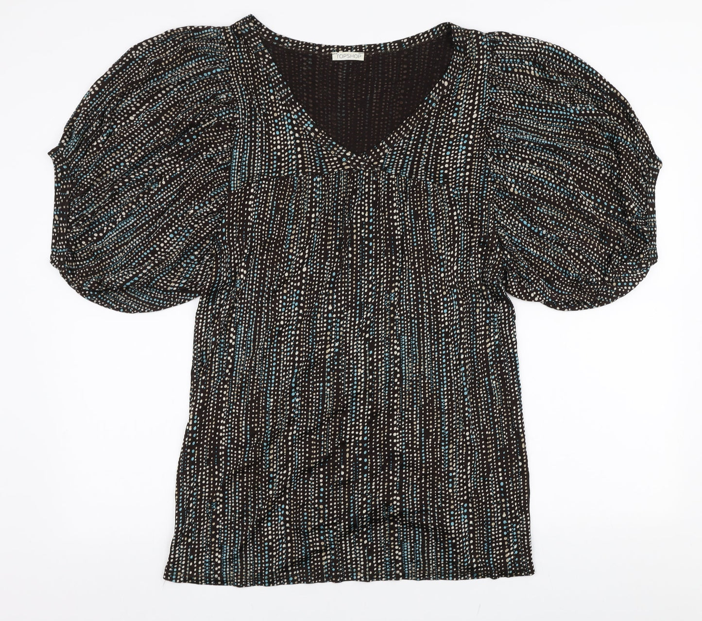 Topshop Womens Multicoloured Geometric Viscose A-Line  Size 10  V-Neck Pullover