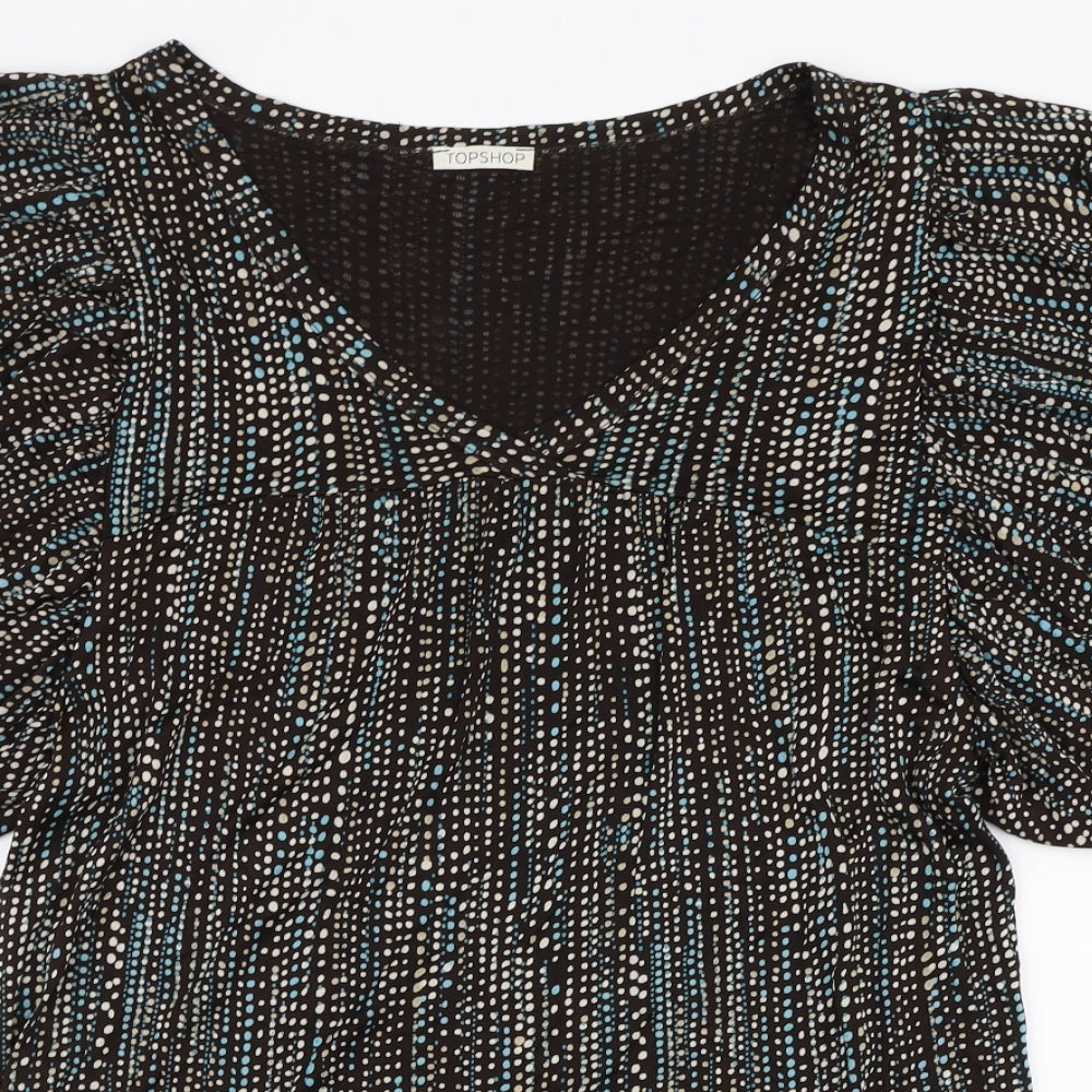 Topshop Womens Multicoloured Geometric Viscose A-Line  Size 10  V-Neck Pullover