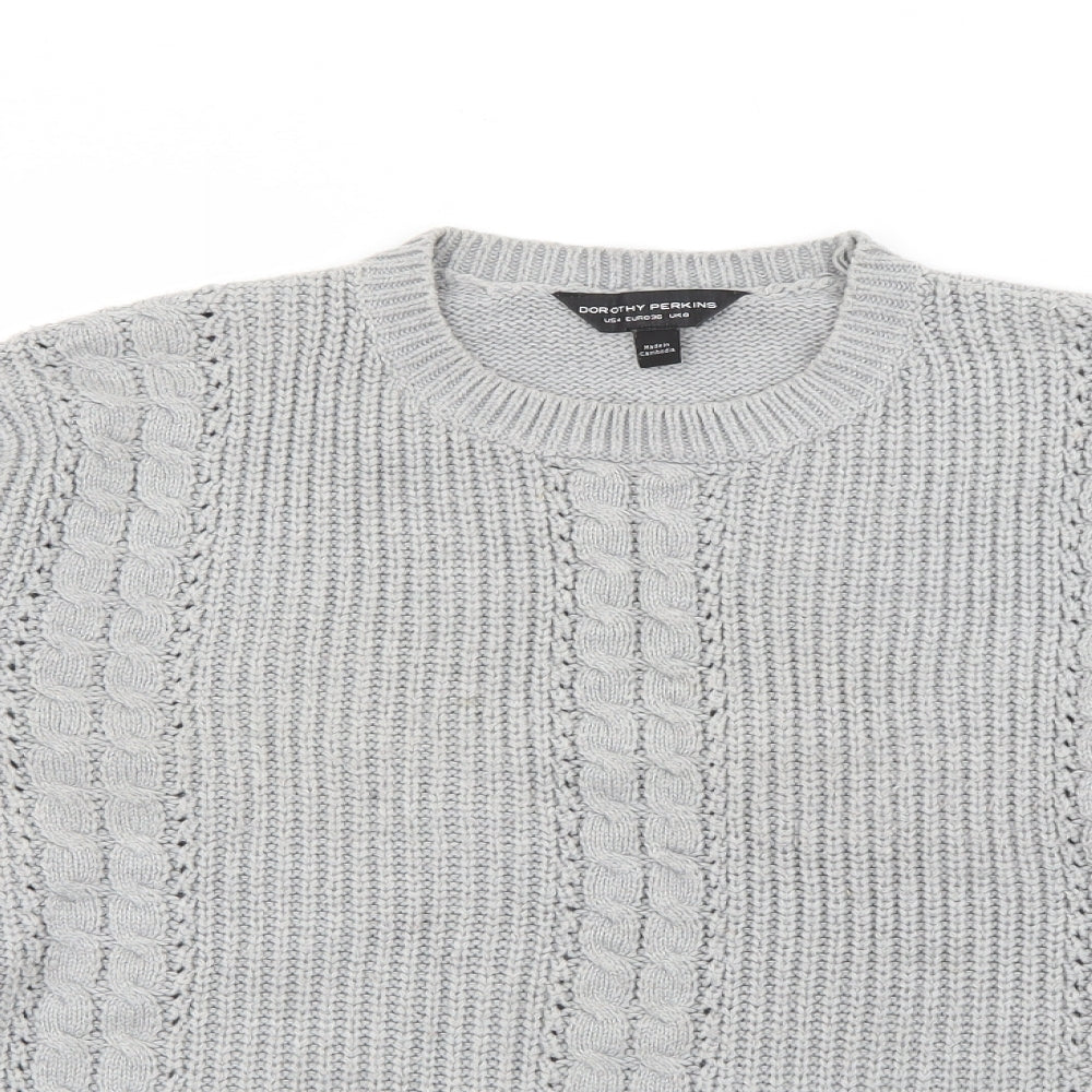 Dorothy Perkins Womens Grey Crew Neck  Acrylic Pullover Jumper Size 8