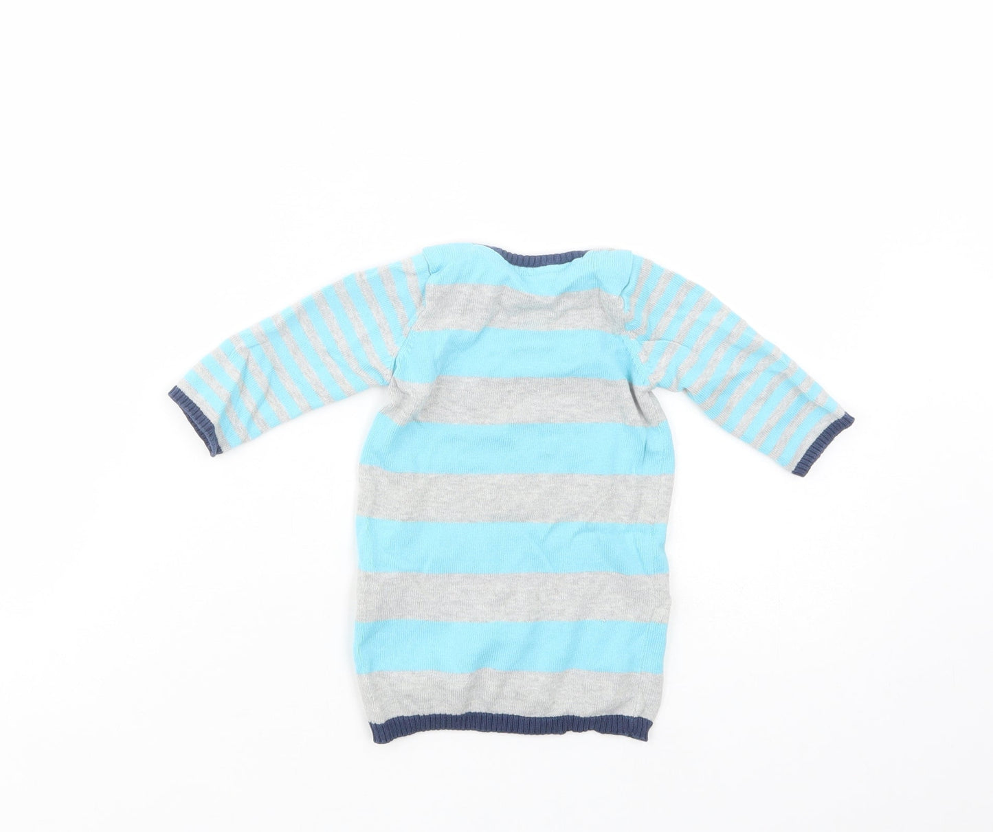 Marks and Spencer Baby Grey Striped Cotton Tunic Jumper Size 3-6 Months  Pullover