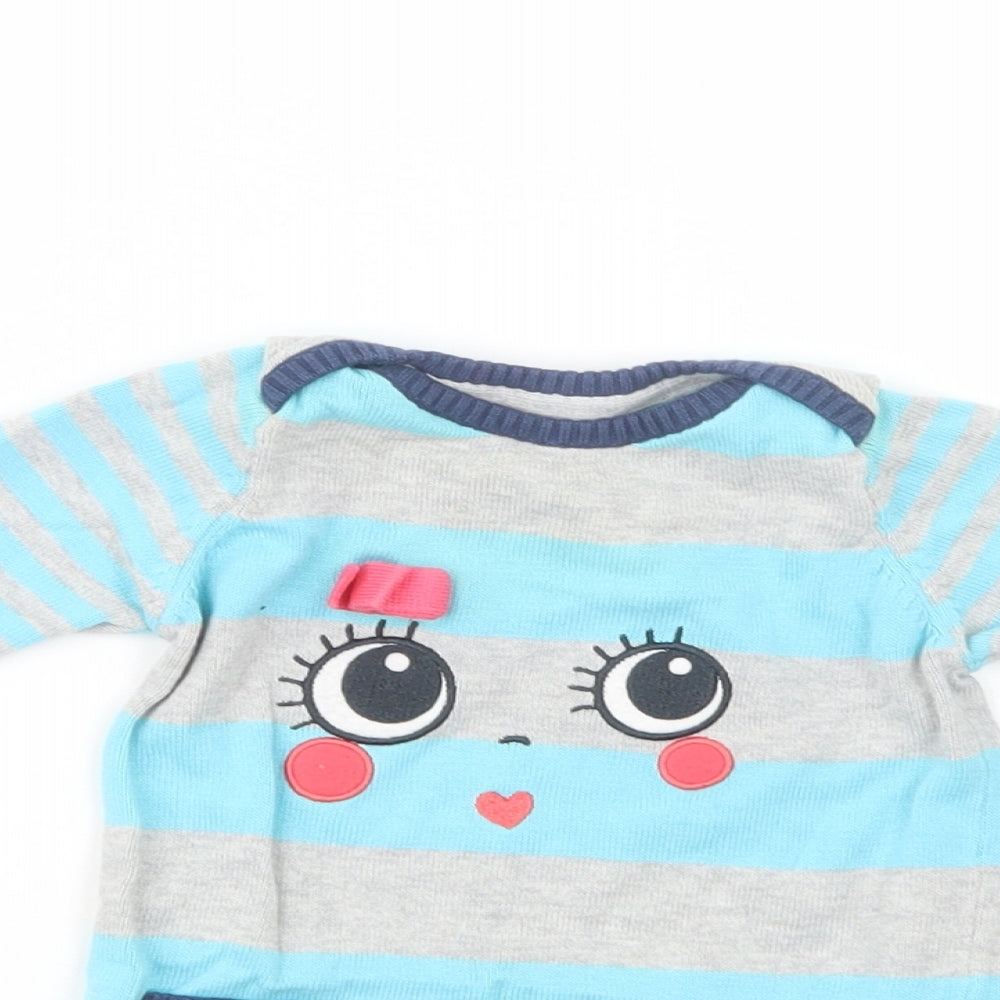 Marks and Spencer Baby Grey Striped Cotton Tunic Jumper Size 3-6 Months  Pullover