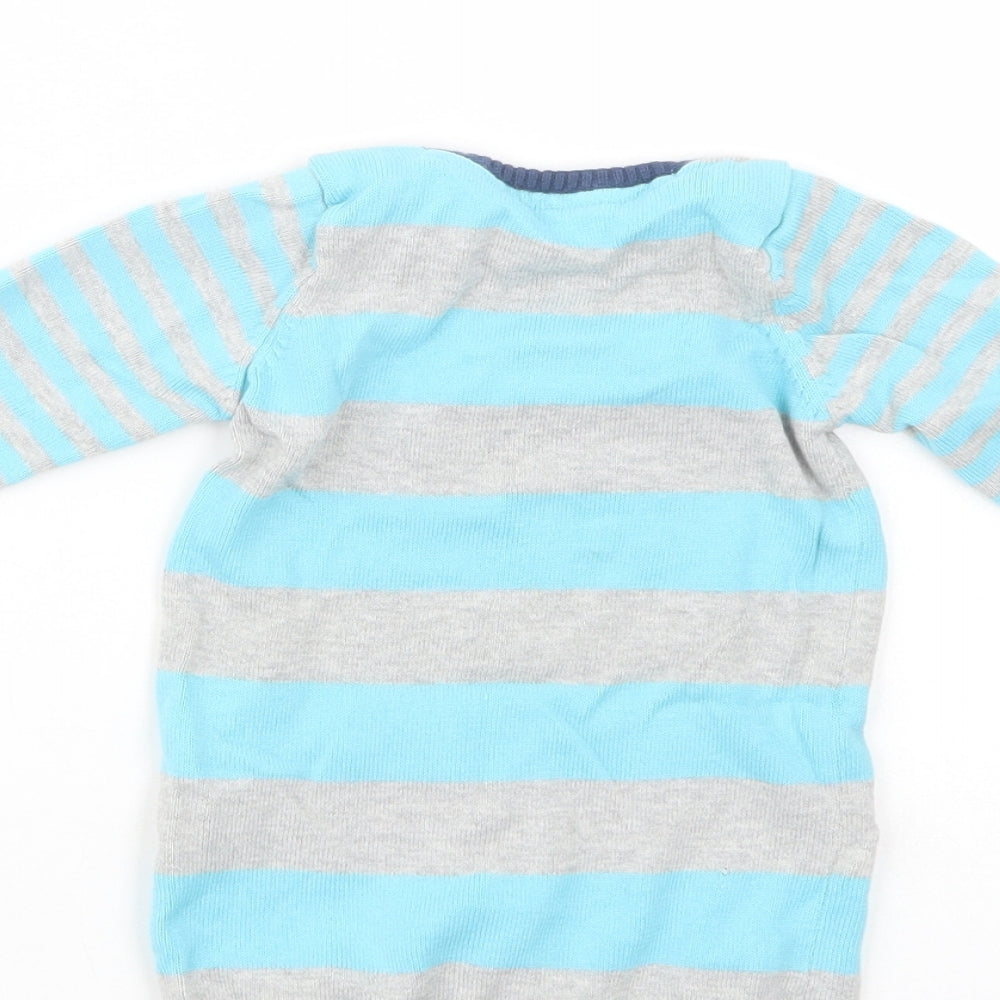 Marks and Spencer Baby Grey Striped Cotton Tunic Jumper Size 3-6 Months  Pullover