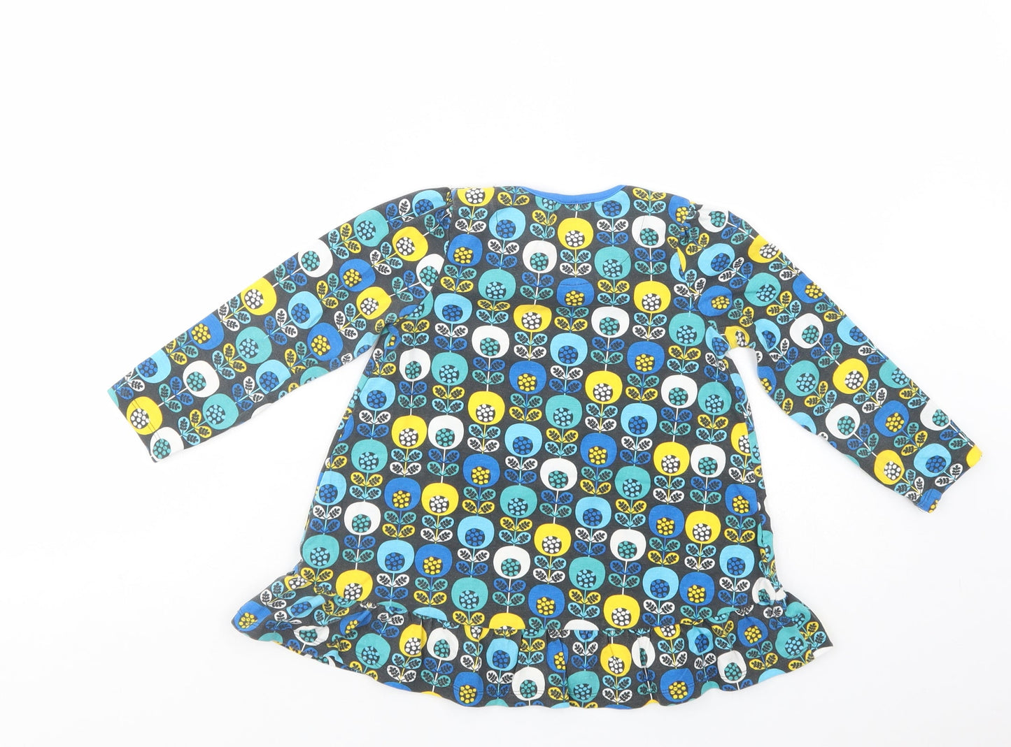 Mini Club Girls Black Geometric Cotton Basic Blouse Size 3-4 Years Crew Neck Pullover