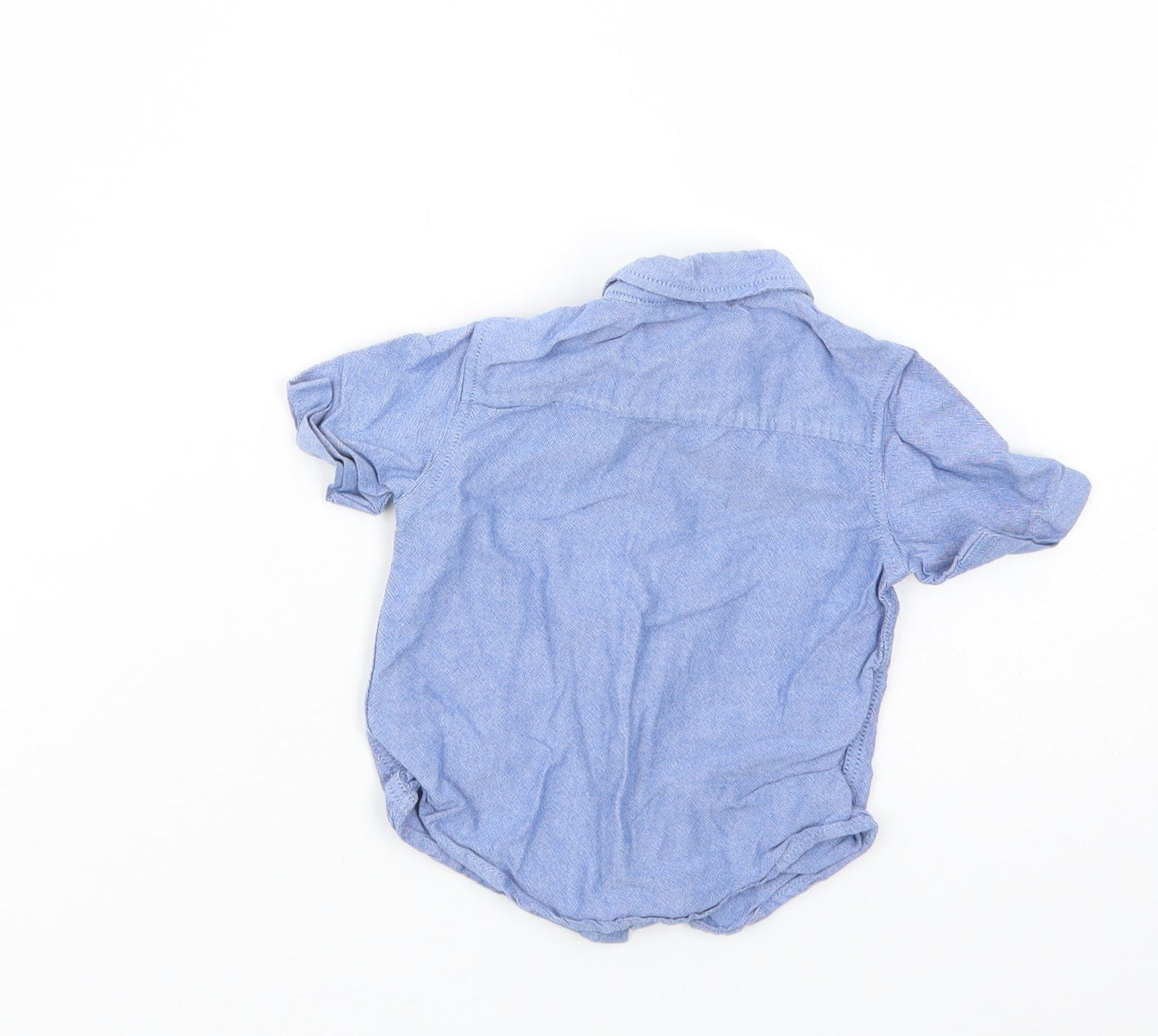 NEXT Baby Blue  Cotton Basic Button-Up Size 6-9 Months Collared Button