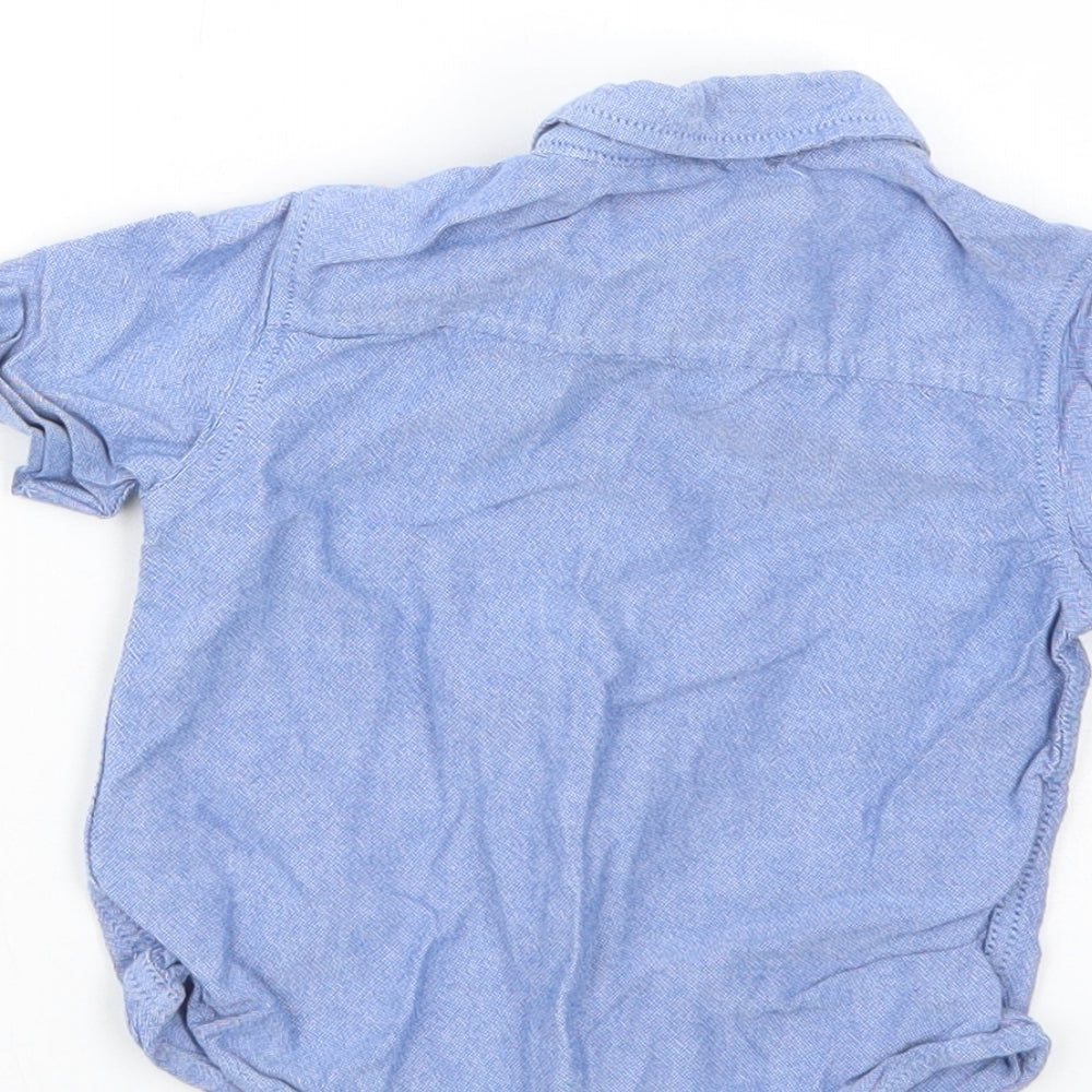 NEXT Baby Blue  Cotton Basic Button-Up Size 6-9 Months Collared Button