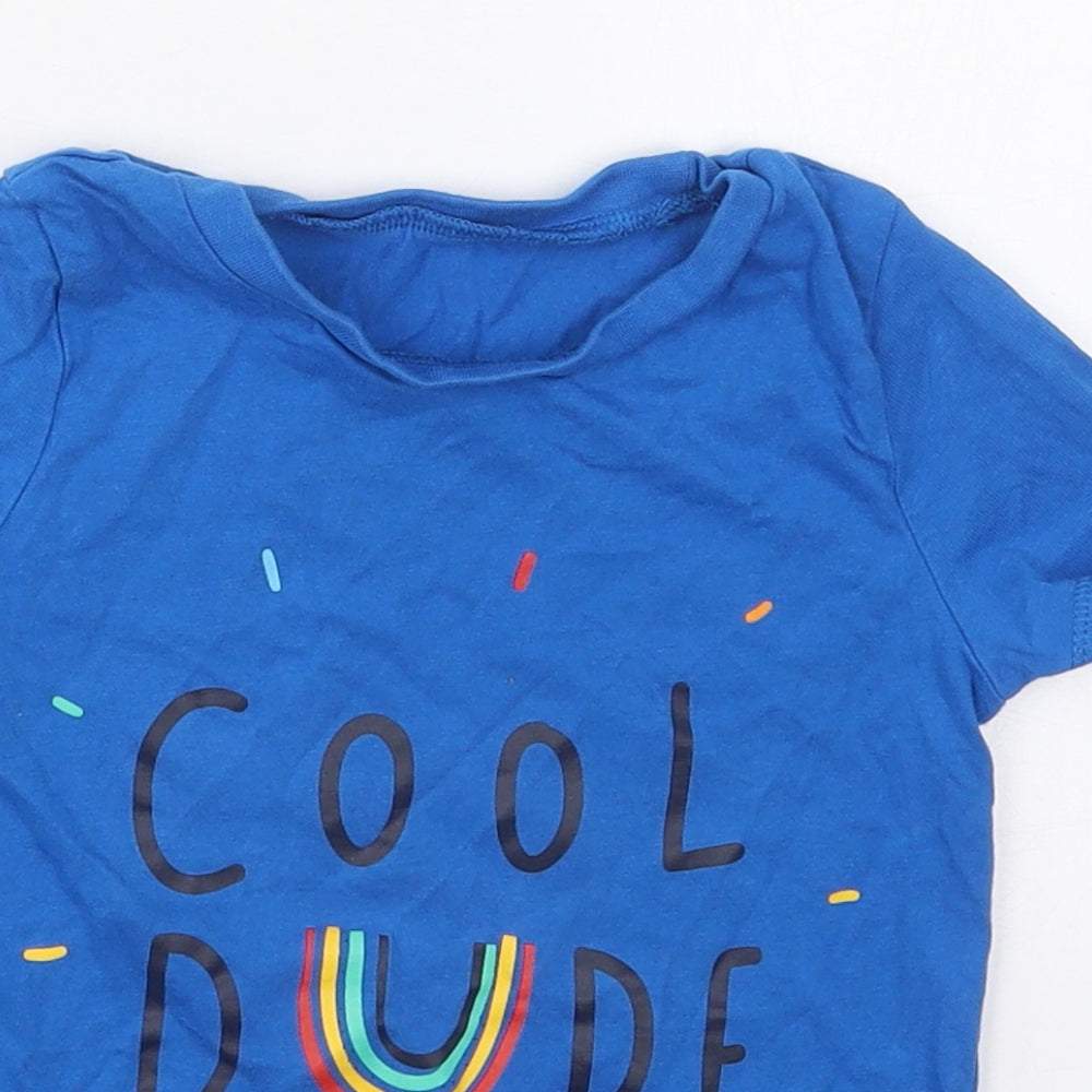 George Boys Blue  Cotton Basic T-Shirt Size 3-4 Years Crew Neck Pullover - Cool Dude