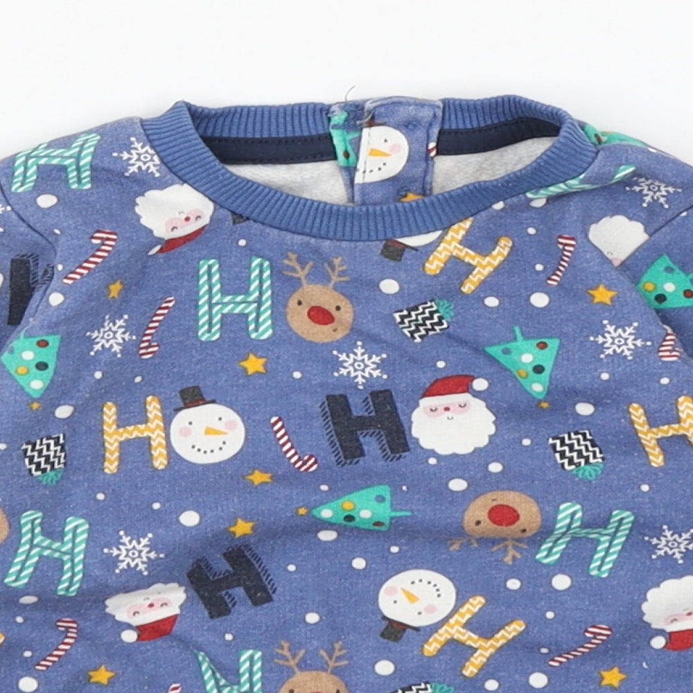 Matalan Boys Multicoloured Geometric Polyester Pullover Jumper Size 6-9 Months  Button - Christmas
