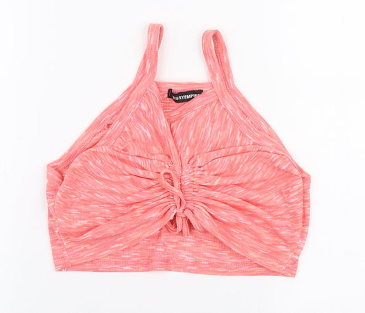 Missy Empire Womens Pink  Polyester Cropped Tank Size 10 High Neck