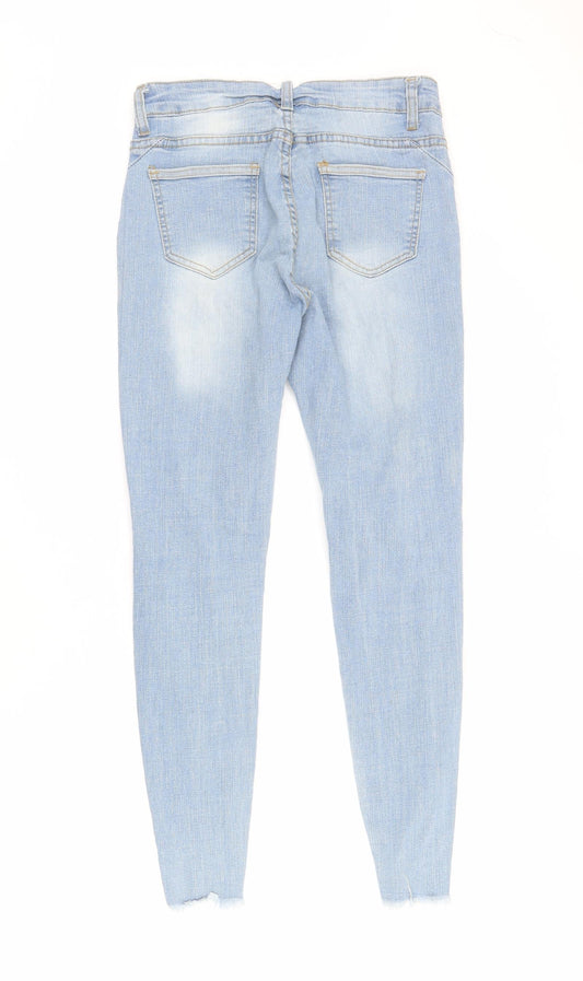 SheIn Womens Blue  Cotton Skinny Jeans Size S L26 in Regular Zip