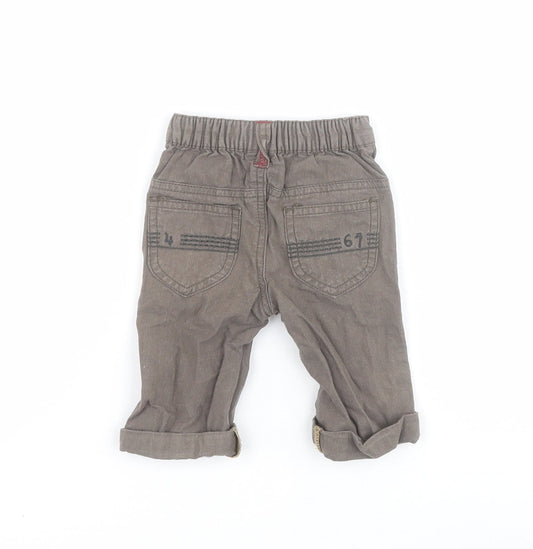 Mamas & Papas  Baby Grey  100% Cotton Capri Jeans Size 0-3 Months  Snap